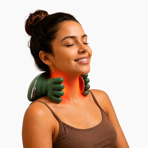 Massageador Elétrico para Pescoço e Ombros Deep 4D com Aquecimento Infravermelho,Recarregável, Silencioso e Portátil, Alívio de Dores e Tensões Musculares
