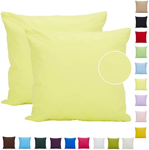 Comoco®-2pcs Solid Color Lightweight Cotton Decorative Cushion Cover for Sofa Available In 15 Colors and 7 Sizes(40x40cm,Luminous Yellow)