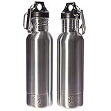Stainless Steel Beer Cooler / Koozie Twin Pack by Bar and Steel:12 Oz. Bottle Insulator / Bonus Two Bottle Openers Included / Perfect Gift For Men / Quality Gift Box/ Pack of Two