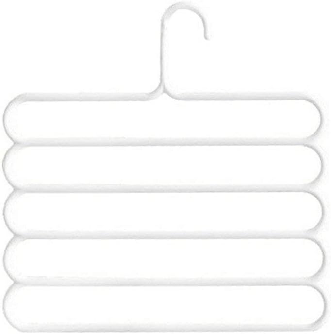 Zinniaya Anti-slip Magic Multiple Layer Trousers Hanger Multifunction Pants Closet Belt Holder Rack S-type 5 Layers Saving Space