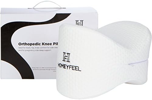 Homey Feel - Knee Pillow - Premium Memory Foam, Ideal for Side Sleepers - Machine Washable Cover.