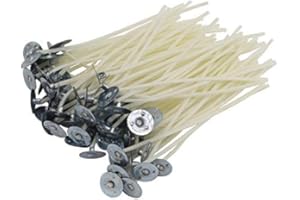DGQ 3.5 Inch Natural Candle Wicks with Tabs 100pcs 100% Natural Cotton Core - Low Smoke - Pre-Waxed for Candle Making