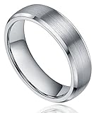 6MM Tungsten Metal Dome Brushed High Polished Beveled Edge Comfort Fit Wedding Band Ring Size 4-13