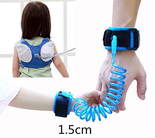 Toddler Harness Safety Leashes, Baby Leash for Walking, Anti Lost Wrist Link 1.5m, Walking Safety Harness for Kids, Toddler Leash Harness Angel Wings 1-3 Years Boys and Girls(Blue)