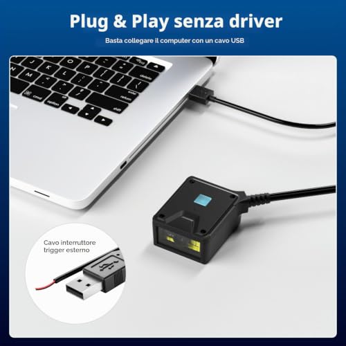 NetumScan 2D Barcode Reader Fixed Mount for Industrial Engine 1D/2D/QR Code Reader with USB Port Auto Induction Scan Suitable for Self-Service Terminals and Lines