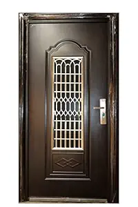 Door in Door (Window Door) Main Entrance Steel Doors (38/81inch, Brown (Wooden Finish)