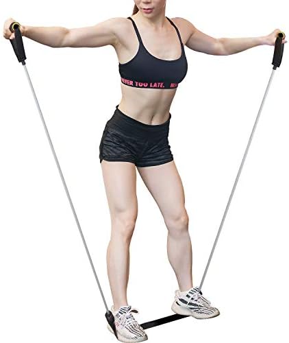 HiHiLL Resistance Band, Exercise Stretch Band, Durable Fitness Band, with Foam Handles and Door Anchor for Physical Therapy, Home Workouts, Strength Training