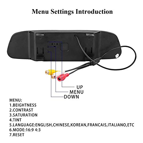 Podofo 4.3" Car TFT LCD Mirror Monitor Wireless Reverse Car Rear View Backup Camera Kit (Black)