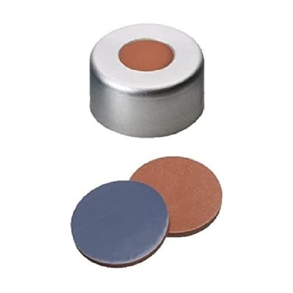 neochrom 7-0640 Aluminium Flaring Caps ND11 with Hole Septum Butyl/PTFE (Pack of 100)