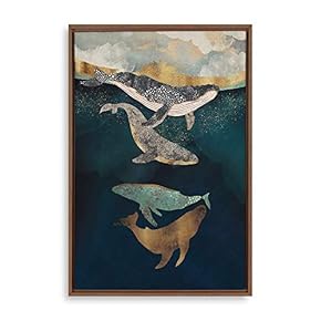 Framed Home Artwork Whale Fall for Living Room Bedroom