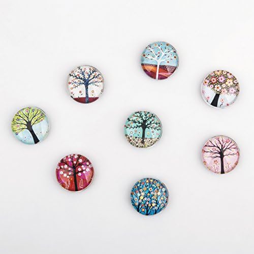 Tora Dola Crystal Glass Fridge Magnet, Flower Tree, Home Decoration, Set of 8