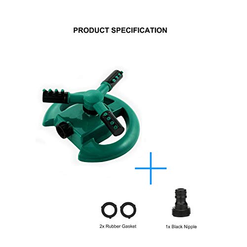 Durable Lawn Sprinkler, Water Sprinklers for Garden, Lawn, Yard, Flower Grass Plant Park, Automatic 360 Degree Rotating Sprinkler Irrigation System, Adjustable Spray Angle and Distance (Round 1)