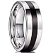King Will CLASSIC 8mm Silver Tungsten Carbide Ring Black Epoxy Wedding Band Comfort Fit