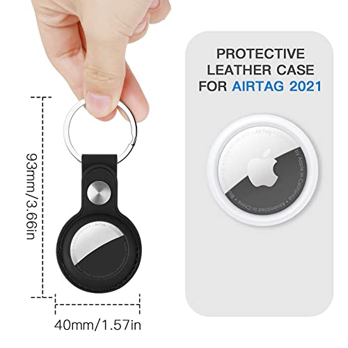 droperprote Protective Leather Case for AirTags,Durable Anti-Lost Anti-Scratch Holder Case for Airtag with Keychain Ring Compatible with Apple Air Tag 2021 for Pets,Keys,Luggage [Black 1 Pack]