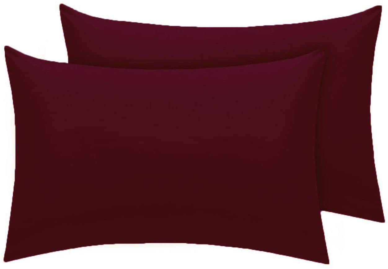 River-Neil Pillow cases 2 pack Luxury 2 x Pillow Case Cases Polycotton Housewife Pillow Pair Pack Bedroom Pillow Cover (Burgundy)