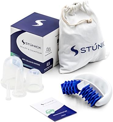 Anti Cellulite Cup with Cellulite Remover Massager, Cupping Therapy Sets by STUNICK, 4 Anti Cellulite Body Vacuum Cups, Silicone Facial Cupping Set and 1 Cellulite Roller, Silicone Massage Cups Book