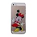 for iPhone 5 / 5S - Disney Mickey & Minnie Mouse Apple Logo Clear Transparent Hard Back Protector Case Cover *Includes Free Tempered Glass* [Apple iPhone 5/5S Only] (Red Minnie)