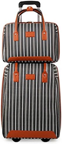 Striped suitcase trolley 2PCS suitcase 5 colors to choose from 2018new fashion style travel Oxford cloth (Gray)