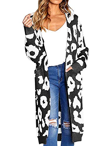 Long Knit Cardigan Sweaters for Women (L, Black)