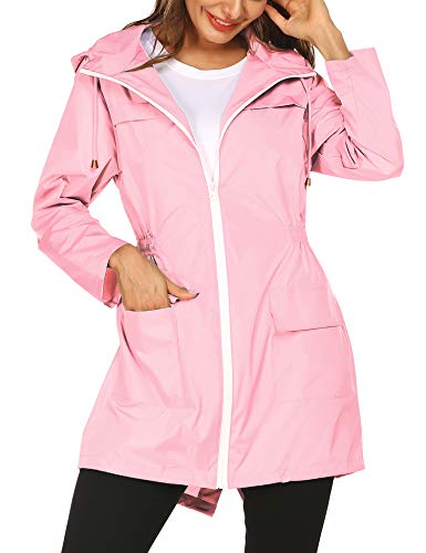 Windproof Jackets for Women,Women's Trench Coats Active Outdoor Hiking Camping Raincoat Pink