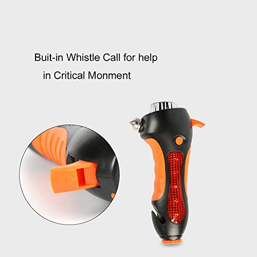Vehicle Emergency Hammer 6-In-1 Auto Emergency Life Saving Kit with Seatbelt Cutter Window Breaker Flashlight Whistle Magnet Alarm Lamp Car Safety Device Lifesaving Tool Kit