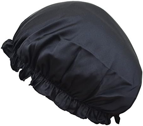 MSSilk Breathable Pure Silk Sleep Cap โ Colorful Nightcap for Sleep | Hair Beauty (Black)