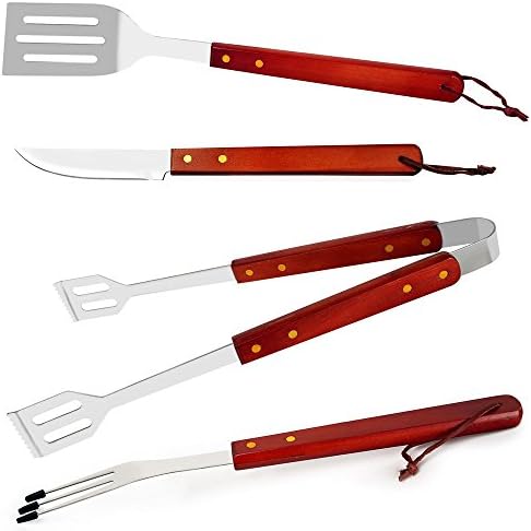 IWS Barbecue Tool Stainless Steel Tongs Spatula Knife Fork Grill
