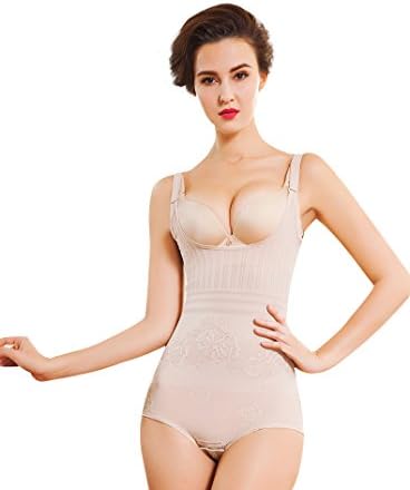 Domiray Women's Bodyshaper Corset Body Briefer Bodysuit Slimming shapewear (Small, Nude)