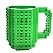 OSOPOLA Build-On Brick Mug Coffee Cup DIY Type Plastic Creative Building Blocks Coffee Tea Beverage Drinking Funny Gift(12oz Green Mug)