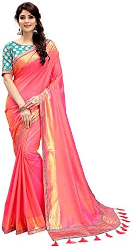 Monjolika Fashion Women's Banarasi Silk Blend Saree With Blouse Piece