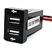 Cllena Car 12V 24V to 5V 3.1A Dual USB Ports Dashboard Mount Charger Blue Light for Toyota (2.1/1.2A-2) primary