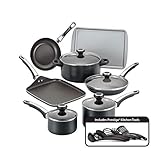 Farberware 21809 High Performance Nonstick Cookware Pots and Pans Set Dishwasher Safe, 17 Piece, Black