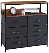 Kamiler Rustic 6 Drawers Dresser with Open Shelf,Closet Storage Organizer,Versatile Cabinet, Stur...