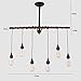 UNITARY Farmhouse Pendant Lights Kitchen Island, Dining Room Light Fixture, Rustic Kitchen Light Fixtures with 6 E26 Bulb Sockets, Black Metal Chandelier, Ceiling Pendant Light Fixtures