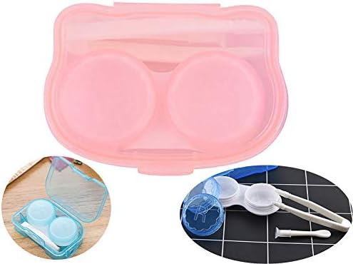 New Portable Mini All in One Contact Lenses Kit Contact Lens Case for Eyes Care Kit Holder Contain (Pink, 2Pcs)