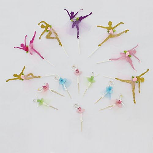 Youshe Pack of 15pcs Ballet Dancing Girl Cake Toppers Picks Fairy Peri Muffin Cupcake Toppers for Girls Princess Birthday Party Decorations Accessories