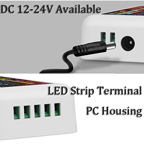 Mi Light Wireless 2.4G RF RGB + White/Warm White Controller Kit, 4 x Controllers and 4-Zone Remote, Wi-Fi Bridge Compatible, 4CH Multicolor RGBW/RGBWW LED Strip Light Controller