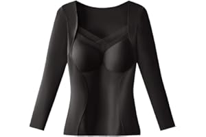 Women's V Neck Long Sleeve Top Brushed Fleece Lining Built-in Comfort Support for Warm Layering