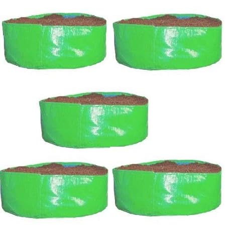 Bokashi Bran Terrace Garden Leavy Vegetable Grow Bag UV Stabilzed HDPE Grow Bag 200GSM 18x08 Inch (Pack of 5)