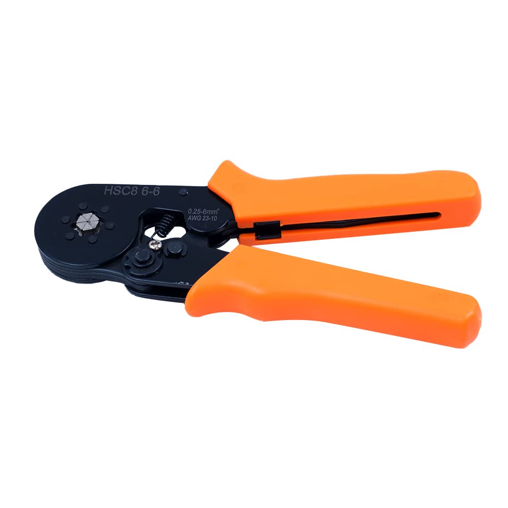 ZONADAH Adjustable Ratcheting Ferrule Hexagonal Hex Crimper Pliers Tool Orange Size 0.25~6.0mm AWG 23 – 10