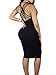 TOB Women's Sexy Bodycon Sleeveless Basic Criss Cross Lace Up Club Midi Dress Black