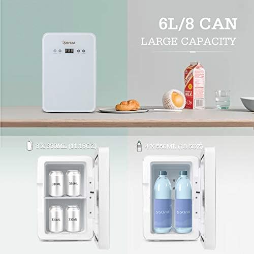 AstroAI Mini Fridge 6 Liter/8 Can Skincare Fridge with Temperature