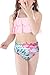 WIWIQS Family Matching Swimwear Baby Girls Floral Printed Bikini Set Pink 92