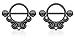 Lace Swirls Clear Gems Tribal Nipple Shields Rings Barbell Barbells 14g 316L Stainless Steel - Sold as a Pair (Hematite)