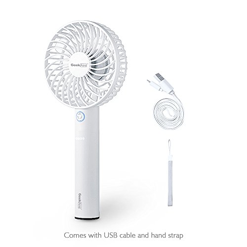 Geek Aire Rechargeable Mini Personal Handheld Fan, with USB Rechargeable Lithium-ion Battery, 5 Speed Settings,Cordless, Electric Fan for Household Office Traveling Outdoor, Ivory White - Thumbnail 6