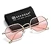 AEVOGUE Unisex Sunglasses Small Metal Frame Asymmetry Temple AE0520 (Gold&Pink, 56)