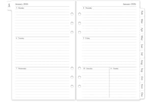 HOMLIVE 2026 Weekly & Monthly Planner Refill, A5 Medium Planner Inserts for 6 Holes, 5.5"x8.5", Jan. 2026 - Dec. 2026, 12 Monthly Calendars with Laminated Tabs, 6-Hole Punched