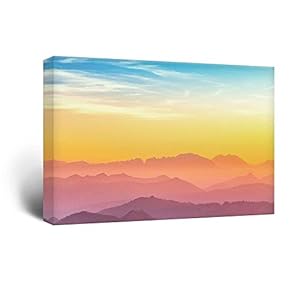 Canvas Wall Art - Mountain Ranges at Sunset - Giclee Print Gallery Wrap Modern Home Art Ready to Hang - 12x18 inches