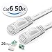 XINCA Cat6 Ethernet Cable 50 ft White Gigabit Flat Network LAN Cable with 25 pcs Cable Clips Snagless Rj45 Connectors for Computer/Modem/Router/X-Box Faster Than Cat5e/Cat5
