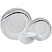 Amazon Basics 18-Piece Kitchen Dinnerware Set, Plates, Dishes, Bowls, Service for 6, Half Moon